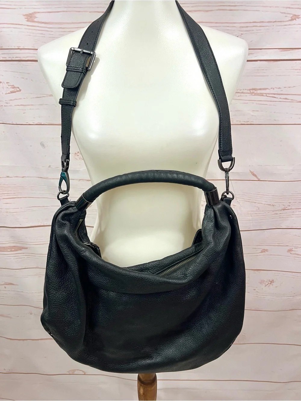 Kenneth Cole Vintage Y2K Pebbled Leather Large Shoulder Hobo Tote Crossbody